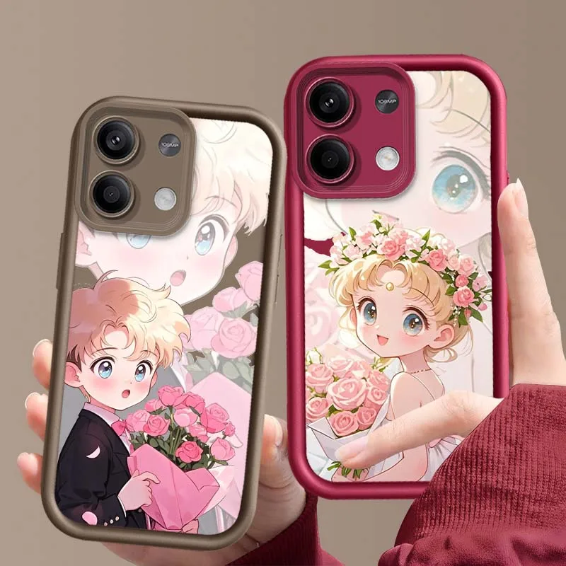 Funda Protectora para Teléfono con Dibujos Animados de Niña Linda para Redmi Note 14 13 12 11 12R 12R 11T Pro Speed Plus 5G Eye Ladder