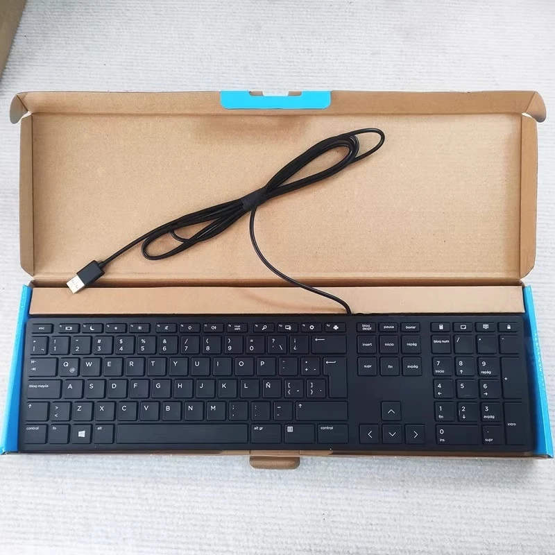 Teclado de escritorio con cable de diseño latino 320K para teclado de oficina HP USB