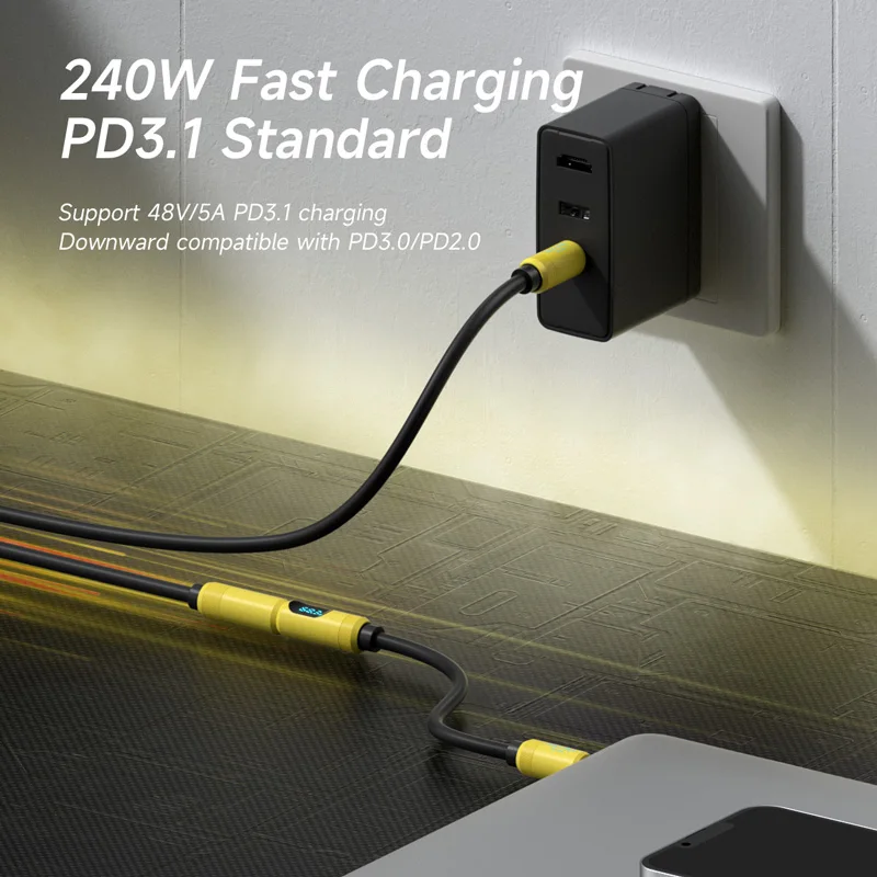 Hagibis Cable de extensión USB C tipo C macho a hembra PD 240W Cable de carga rápida transferencia de fecha para portátiles iPhone 17 píxeles MacBook - imagen 5