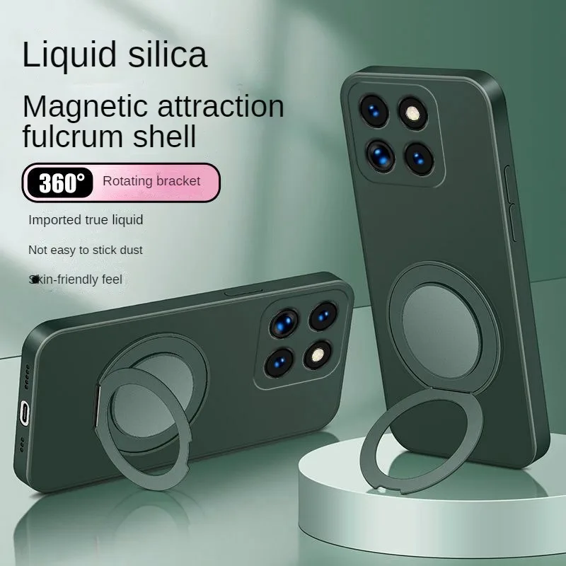 Funda esmerilada mate de carga inalámbrica Magsafe para Xiaomi 14 13T 15 14T Pro poco f7 ultra x7 pro cubierta de soporte de silicona líquida
