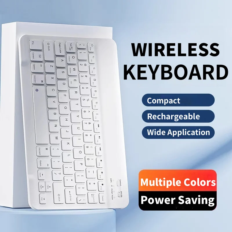 Teclado inalámbrico compatible con Bluetooth, teclado recargable para iPad, iPhone, tableta, portátil, Compatible con Android/Windows/iOS