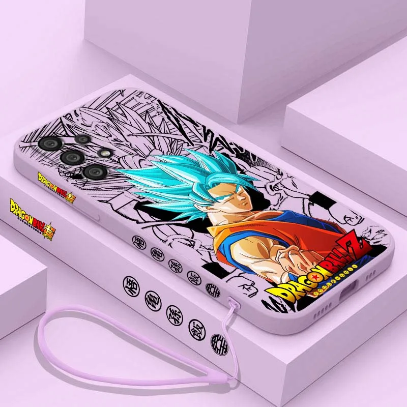Funda artística d-dragon Balls Saiyan para Samsung Galaxy A71 A55 A54 A53 A51 A50 A40 A15 A14 A06 5G, funda de teléfono con cuerda izquierda líquida - imagen 5