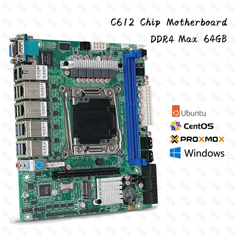 Placa base Nas X99 para el hogar, Chip C612 LGA2011-3 para enrutador NAS Sever 6x2,5 GbE I226 10xSATA, compatible con Raid Xeon E5-V3 V4
