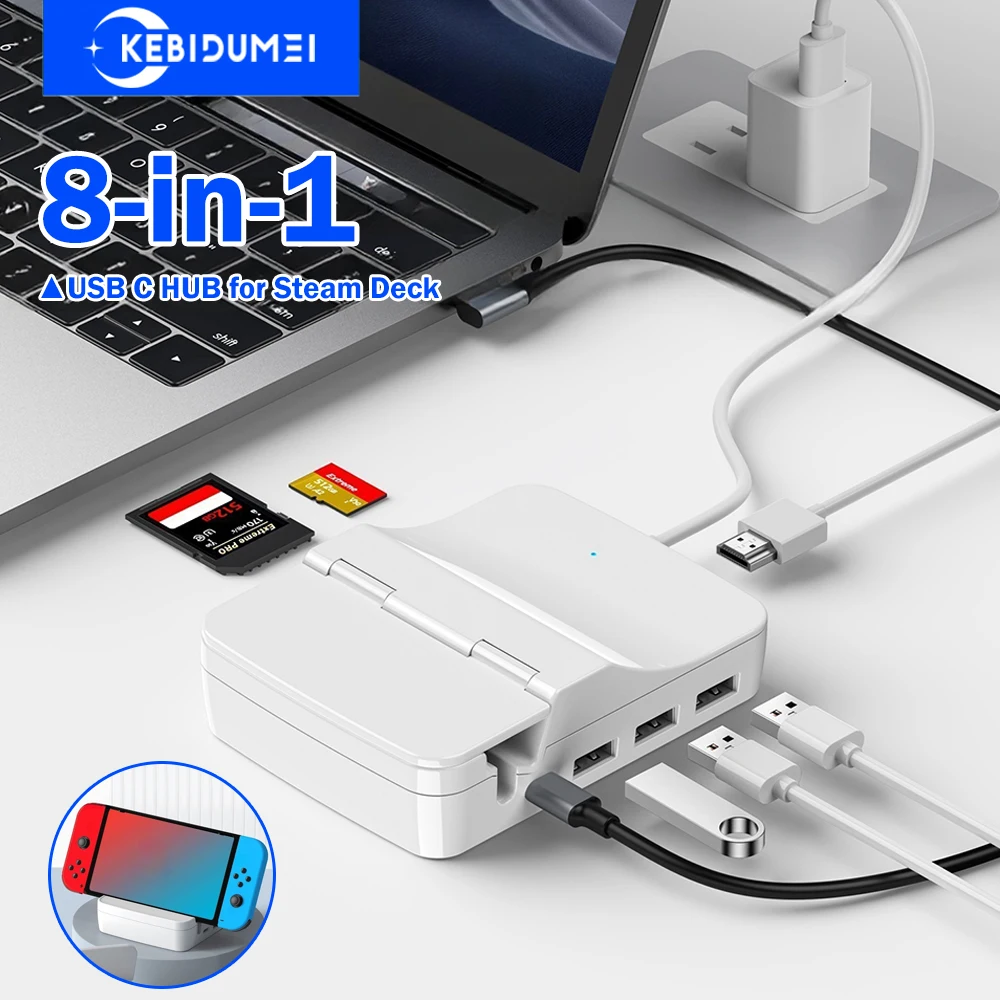 8-in-1 USB C Docking Station for Steam Deck TYPE C HUB USB C to 4K HDMI Adapter PD100W/USB3.0/SD/TF For PC Laptop Macbook - imagen 2