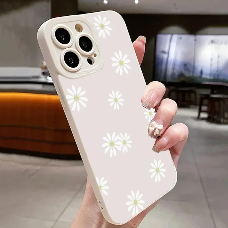 Funda gráfica de flores silvestres y pequeños puntos blancos para iPhone 15 Pro Max, funda de parachoques suave para iPhone 14 13 12 11 - imagen 3