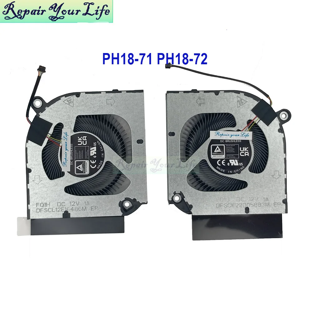 Enfriador de CPU para ordenador portátil, ventilador de GPU para Acer Predator Helios, 18 PH18-72, PH18-71, N23Q2, radiador de refrigeración para portátil, DFSCK22D05883M, DFSCL12E16486M - imagen 2