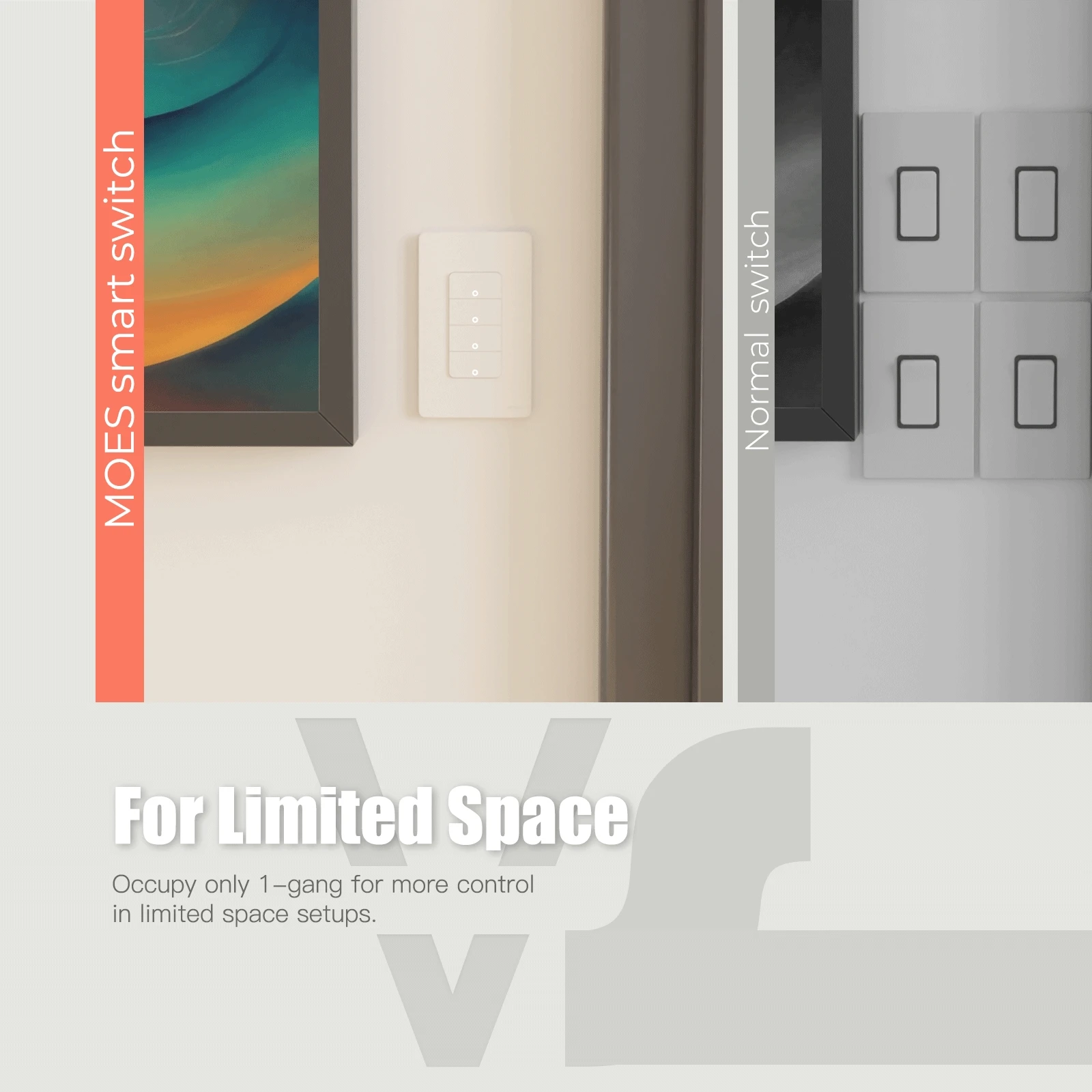 MOES-interruptor de luz inteligente con wifi para el hogar, pulsador de pared de un solo polo, funciona con Alexa, Google Home, cable neutro requerido - imagen 2