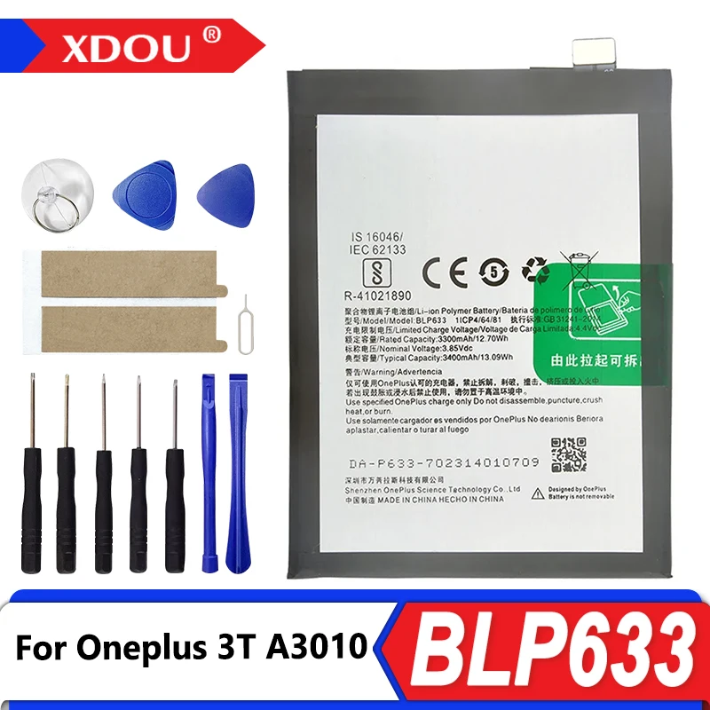 100% nueva batería de repuesto BLP633 3400mAh para Oneplus 3T A3010 baterías de teléfono genuinas de última producción
