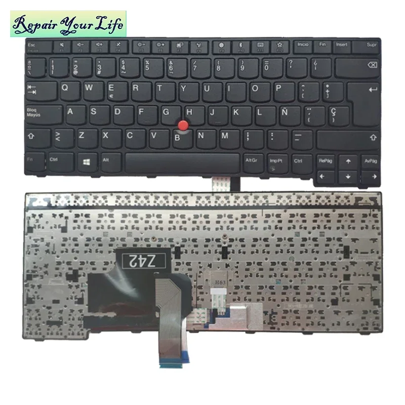 Teclado español para portátil Lenovo Thinkpad E470 E470c E475 20H4 20H1 20H2, FRU 01AX050 01AX090 01AX010 con piezas de PC de punto rojo - imagen 2