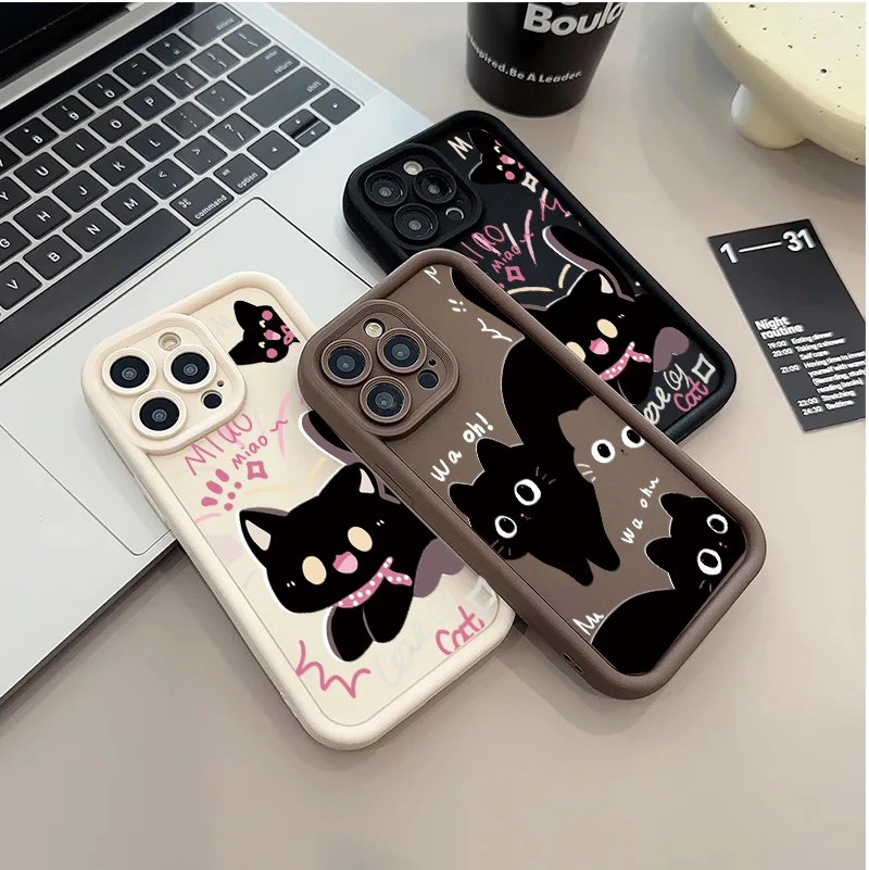 Funda bonita de gato negro para Huawei Honor 400 Pro 200 90 Lite Magic 7 Lite 6 Pro X9C Smart 5G Y9 Prime 2019, funda suave de animales de dibujos animados - imagen 5