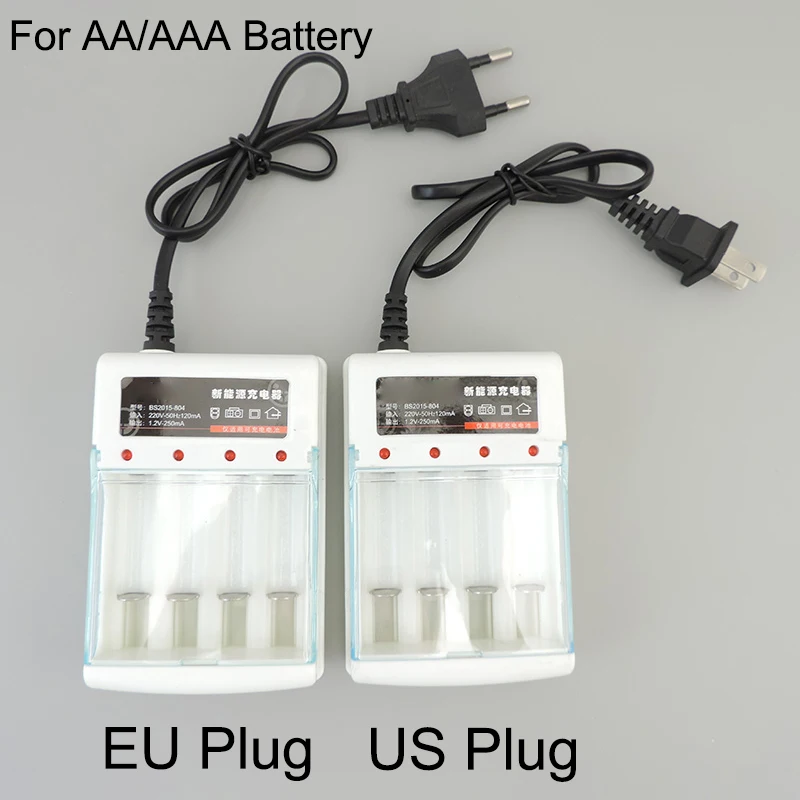 Cargador de batería AA/AAA, 4 ranuras, 220V, para batería recargable de 1,2 V, cargador rápido con cubierta, adaptador de protección, accesorio Q1 - imagen 2