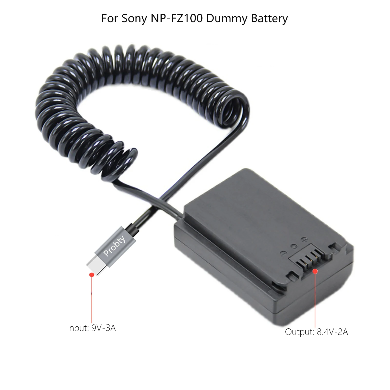 Adaptador de CA de alimentación CC de batería simulada tipo C/USB-C a NP-FZ100 para cámara Sony ILME-FX3 A6600 A7M3 A7M3K A7RM3 A7RM4 A9 A9M2 A7M3 - imagen 4