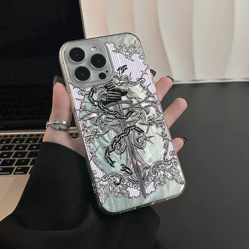 Funda de teléfono Vintage europea con espada samurái para Oppo Reno13 Reno12 Reno11 Reno10 Reno8 Reno7 Reno6 Z F T Pro 4G 5G textura de plumas - imagen 3