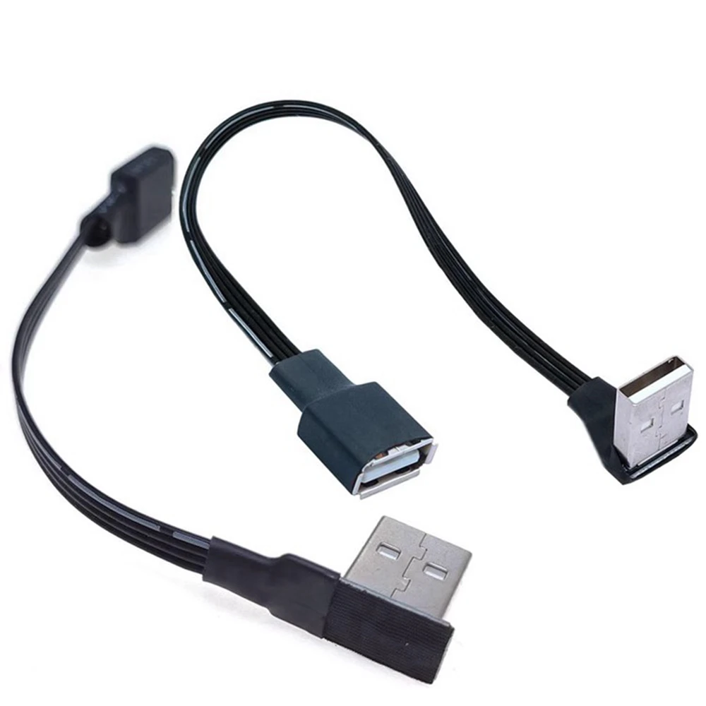 5CM 1M 2M 90 ángulo USB 2,0 A macho a macho/hembra cable adaptador de extensión USB2.0 macho a hembra derecha/izquierda/abajo/arriba cable negro - imagen 2