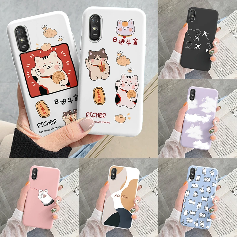 Funda protectora trasera para teléfono Xiaomi Redmi 9AT 9A 9at, carcasa de silicona suave con dibujos animados de gato y Rana