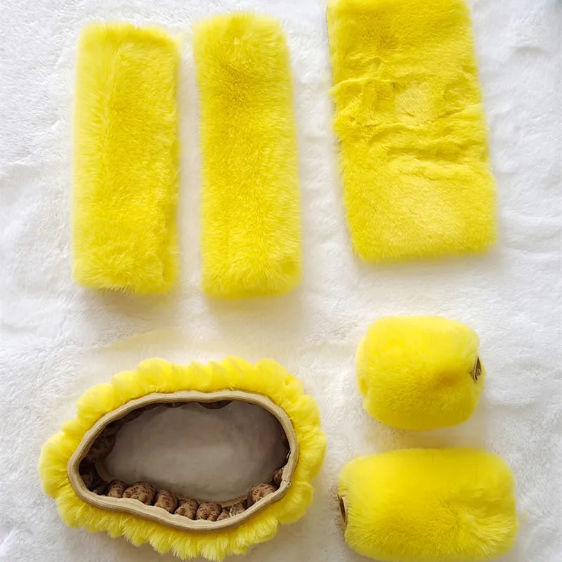 Funda de felpa para volante de coche, juego de 6 piezas, sin anillo interior, elástico, 6 piezas - imagen 4