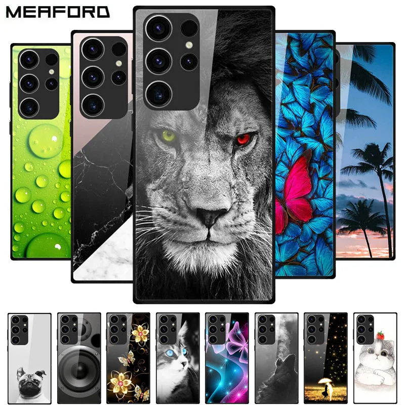 Funda de teléfono para Samsung S23 Ultra, carcasa trasera de vidrio templado, Funda suave para Samsung Galaxy S23 Plus, S 23 + Ultra Coque