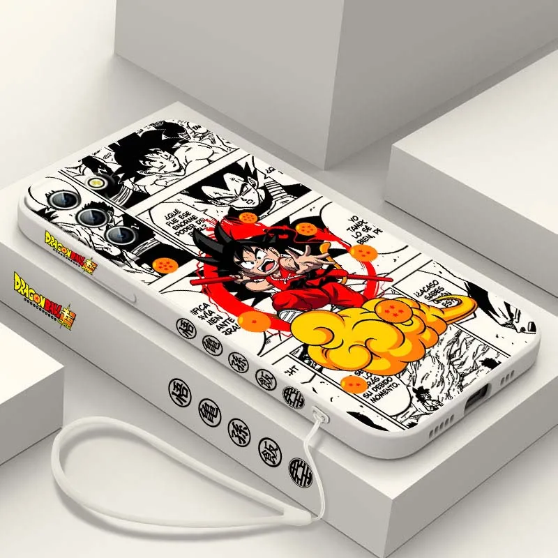 D-Dragon Ball Son Goku dibujos animados para Samsung Galaxy S25 S24 S23 S22 S21 S10 FE Plus Ultra 5G cubierta de la caja del teléfono de cuerda izquierda líquida - imagen 4