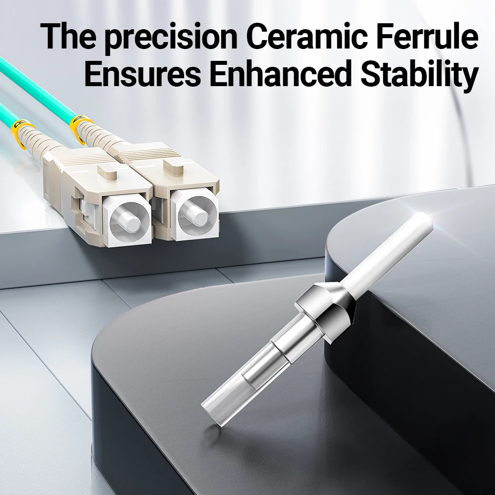 AMPCOM LC a SC UPC OM3 Cable de conexión de fibra óptica multimodo dúplex, 50/125μm, OD 2,0 mm, LSZH OFNR, 1-100 metros - imagen 5