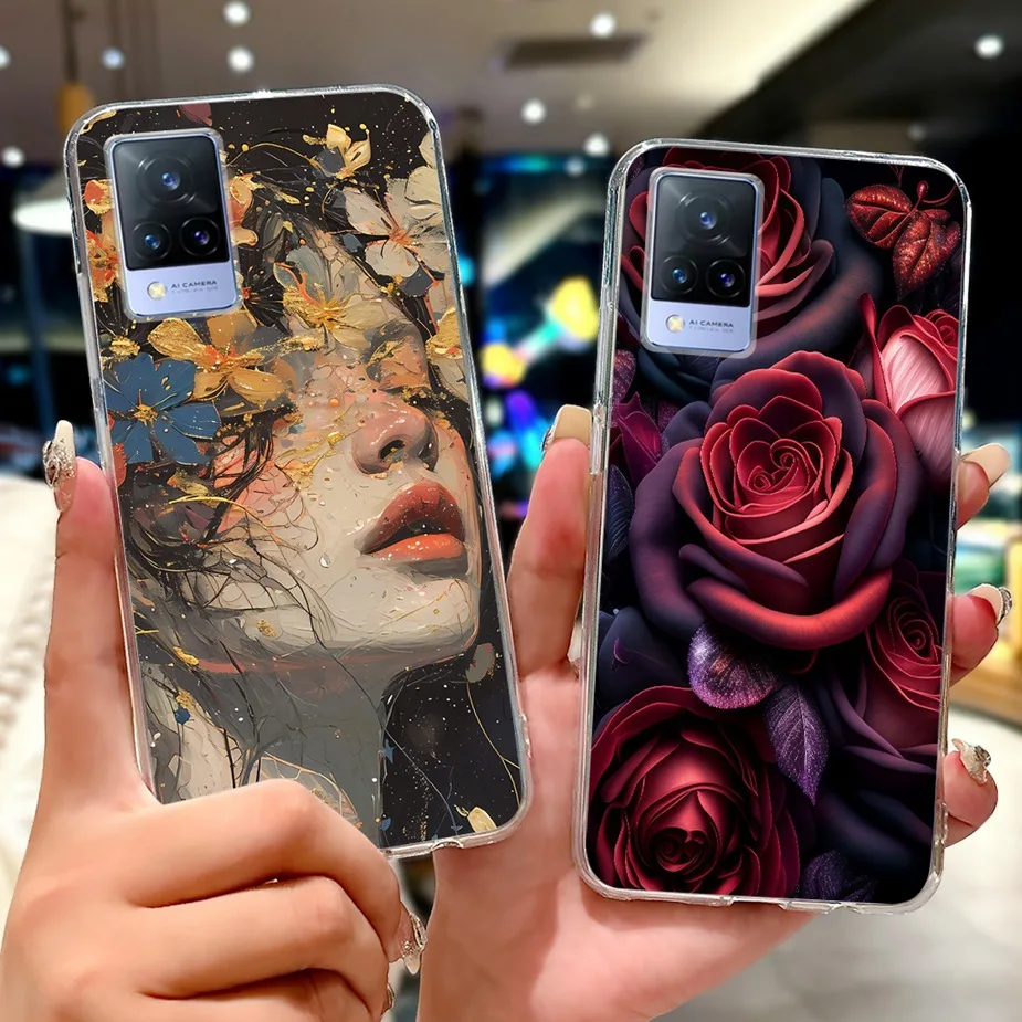 Para Vivo V21 4G funda V2066 V2108 nueva moda cubierta pintada funda de teléfono de silicona suave para Vivo V21e 4G V2061 V 21 e VivoV21 Fundas - imagen 4