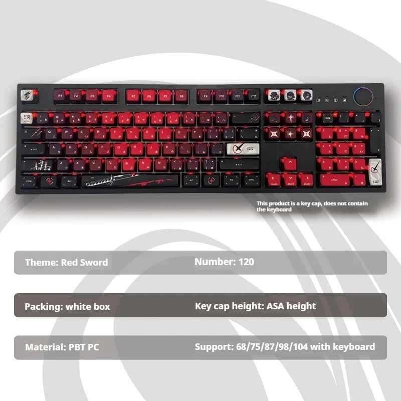 Teclas con temática samurái japonesa, texto japonés, sublimación, cuatro caras, transparentes, Pbt, Teclado mecánico personalizado - imagen 2