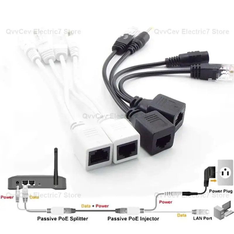 Cable adaptador de alimentación pasiva por Ethernet, divisor POE, inyector RJ45, fuente de alimentación para cámara IP