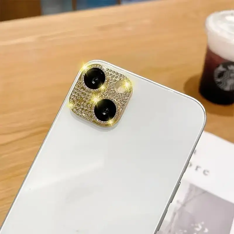 Protector de lente de cámara de cubierta completa con purpurina, película protectora de anillo de lente para IPhone 15 16 17 Pro Max para IPhone 13Mini - imagen 5