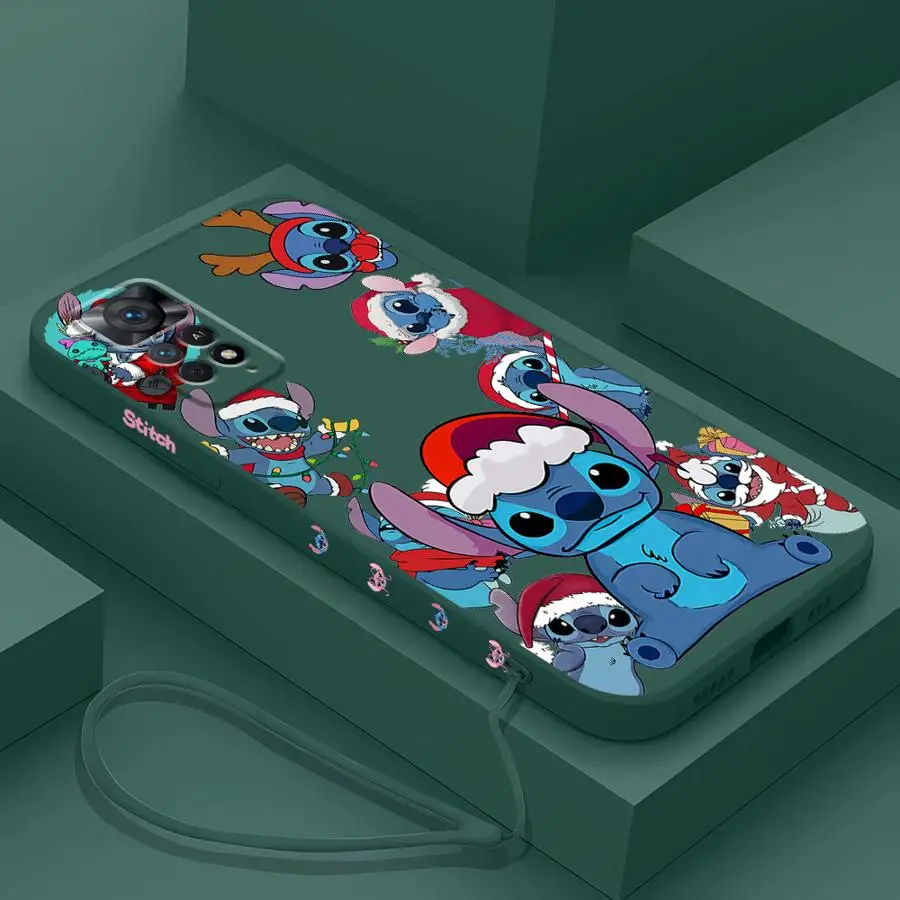 Funda de teléfono de Feliz Navidad de Disney Stitch para Xiaomi Redmi Note 13, 12 Pro Plus, 7, 10, 12S, 11S, 11 Pro, 5G, 8, 9, 10 Pro, 9S, 9T, 10T