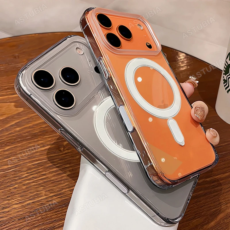 Funda transparente de carga inalámbrica magnética oficial para iPhone 17 Air 16 15 14 13 12 11 Pro Max Plus cubierta dura de PC a prueba de golpes - imagen 3