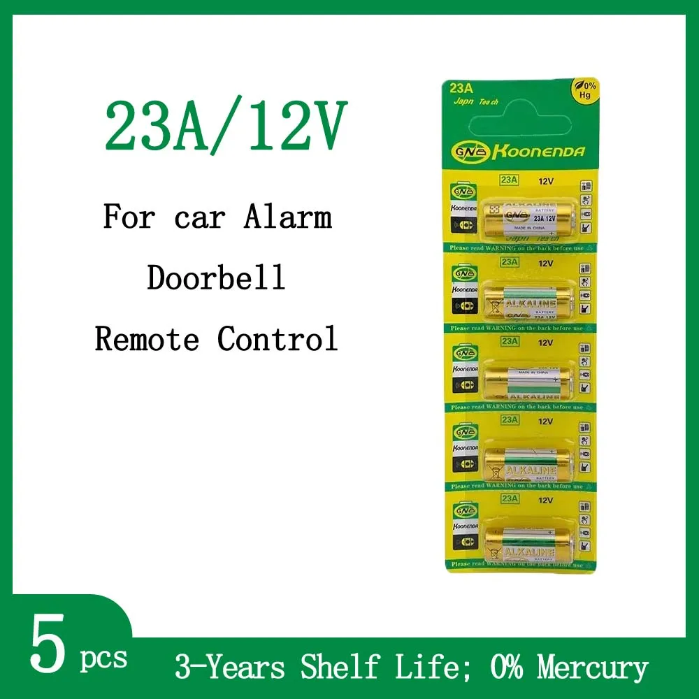 Batería alcalina de 12V de celda seca A23 23A 23GA A23S E23A MS21 V23GA GP23A LRV08 para alarma de coche, batería de timbre con Control remoto