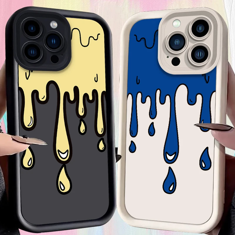 Funda con pintura fluida para iPhone 16 15 14 13 12 11 Pro Max XS X XR 8 7 6S 6 Plus SE 2020, funda trasera de silicona suave líquida a prueba de golpes
