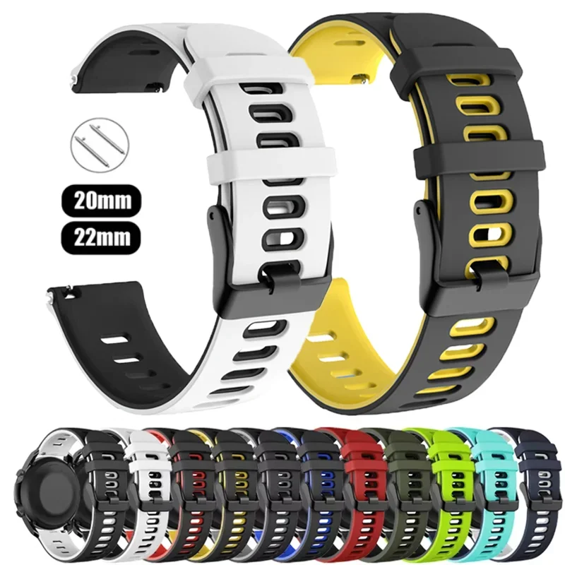 Correa de 20mm 22mm para Samsung galaxy watch 7 6 5 4 5 pro 44mm/40mm pulsera de silicona Huawei Watch gt 2/3/4/2e Amazfit bip - imagen 2