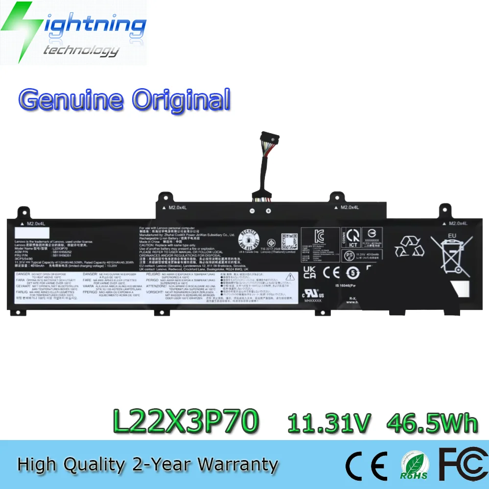Batería genuina L22X3P70 L22B3P70 L22L3P70 11,31 V 46,5 Wh para LenovoThinkpad L14 L15 Gen 3/4