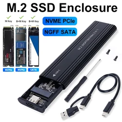 Carcasa Dual M.2 NVMe/SATA a USB-C SSD – Compatible M y B+M