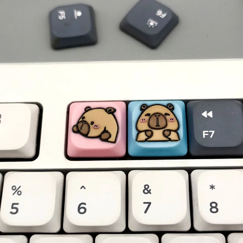 Teclas de resina con tema de capibara, teclas de perfil bajo para teclado mecánico, accesorio de dirección personalizada, regalo, interruptor cruzado MX - imagen 2