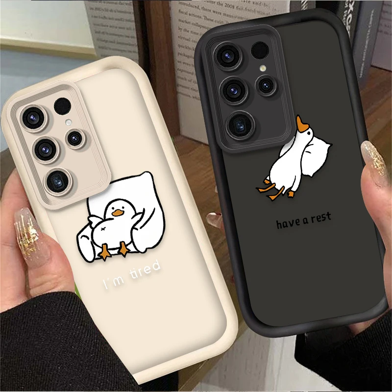 Preciosa funda blanda de pato de dibujos animados para Samsung Galaxy S24 S23 S25 Ultra S22 S21 Plus FE A56 A36 A26 A16 A06 A15 A25 A35 A55 5G - imagen 2