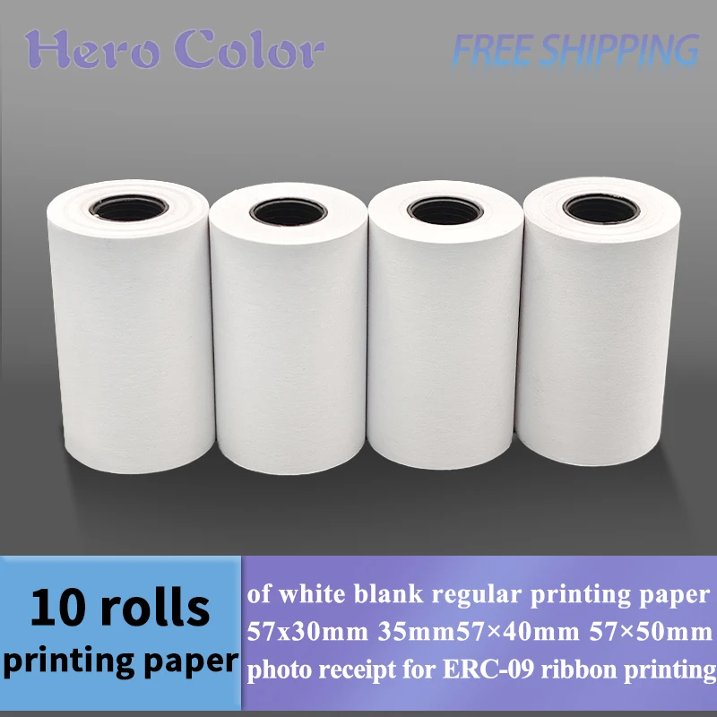 Papel de impresión regular en blanco blanco 57x30mm 35mm 57 × 40mm 57 × 50mm recibo de fotos para impresión de cinta de ERC-09