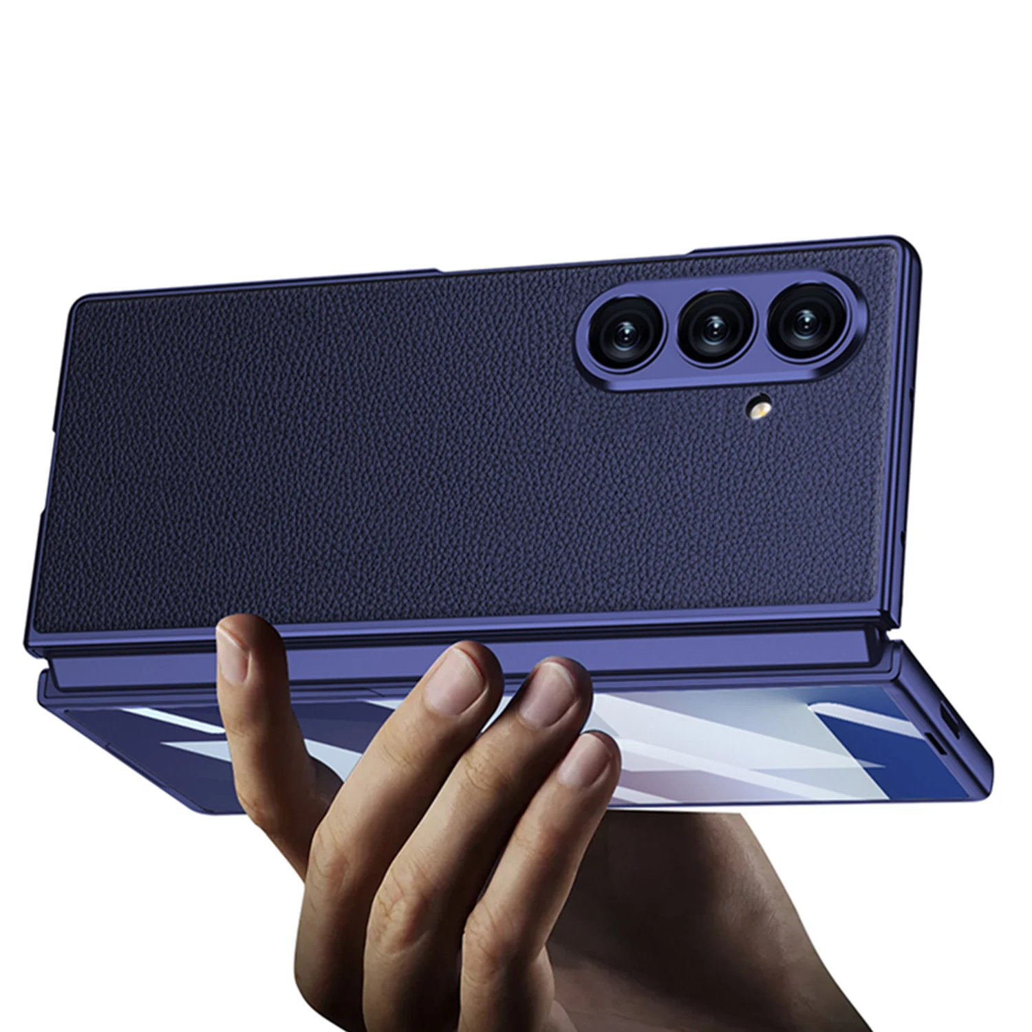 Para Samsung Galaxy Z Fold 7 funda de lujo de cuero PU mate funda protectora trasera para Samsung Z Fold 7 funda completa para teléfono - imagen 2