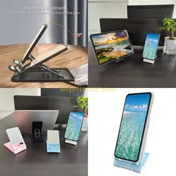 Soporte teléfono celular plegable J1HC, portavasos escritorio plegable completamente ajustable soporte muelle cuna