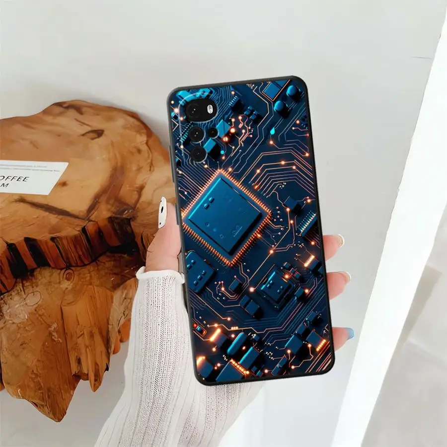 Funda de teléfono suave negra para Motorola Mot G32 G22 Edge40 G50 G71 G52 Edge 20 Pro 30 Lite G60s G51 G73 G53 G30 G60 G31 circuito - imagen 5