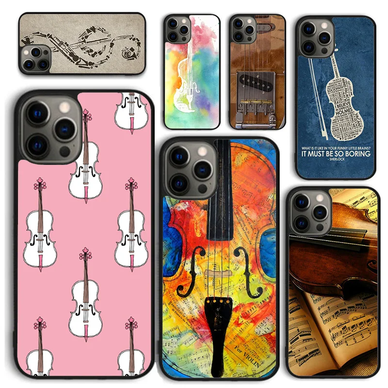 Funda de teléfono clásica con violín y notas musicales para iPhone 17 Air 16 15 14 12 13 PLUS 11 PRO MAX, funda trasera