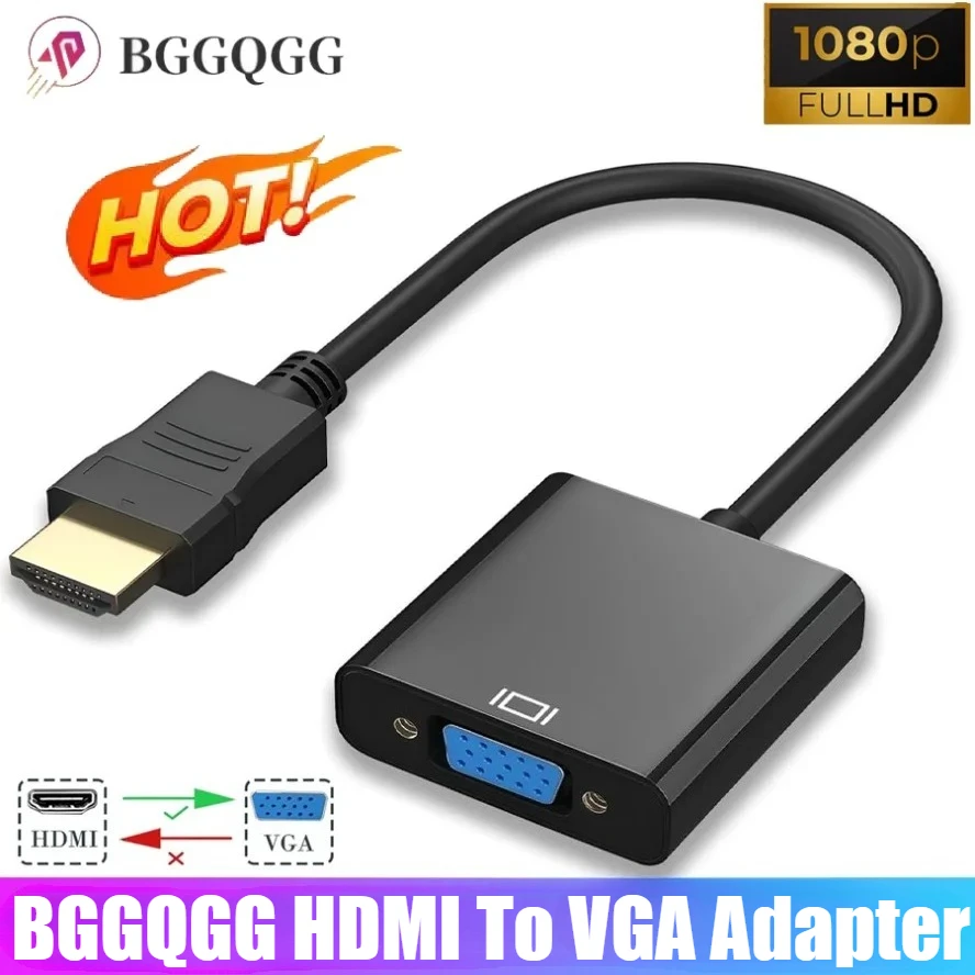 BGGQGG HD 1080P HDMI a VGA adaptador convertidor macho a hembra con fuente de alimentación de Audio para PS3 PS4 PC portátil TV Monitor proyector