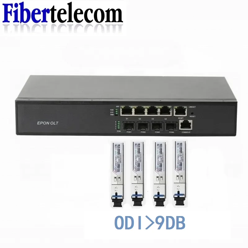 Epon OLT 4 puertos ftth olt AC100-240V Acceso 256 onus 4pon olt funciona con EPON XPON onu PX20+++ PON SFP moldes 9db - imagen 2