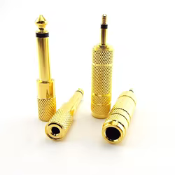 Adaptador 6.35mm Hembra a 3.5mm Macho Audio Mono Chapado Oro
