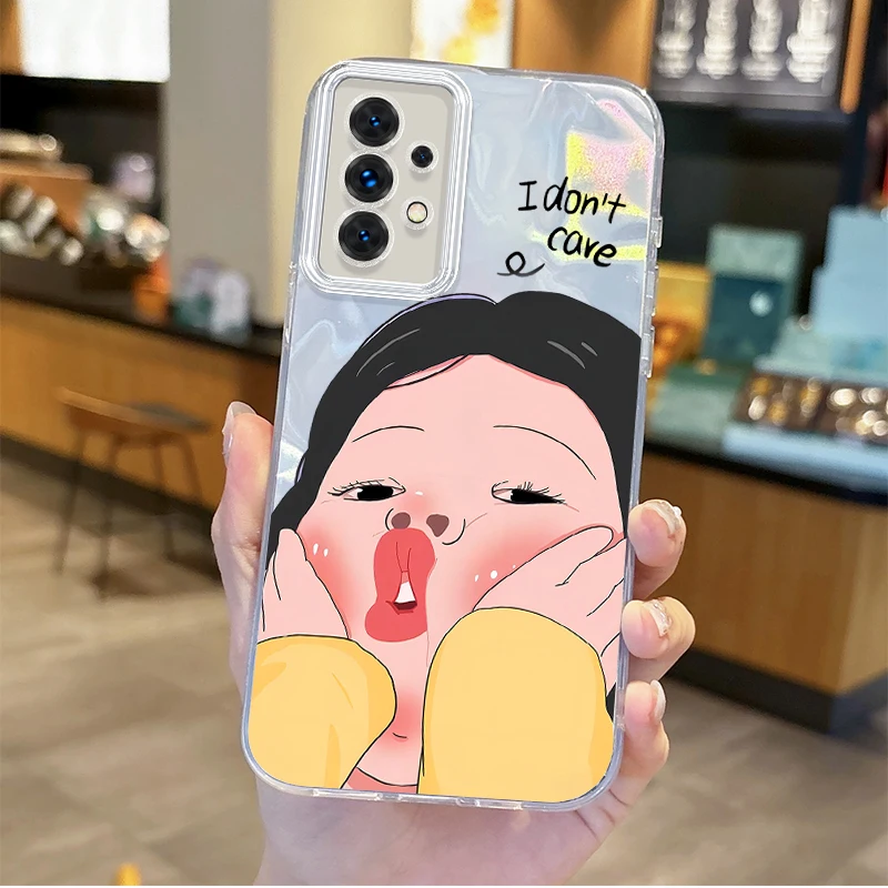 Funda de teléfono de dibujos animados de chica con personalidad para Samsung Galaxy S24, S23, S22, S21 Plus Ultra, A73, A72, A71, A55, A54, A53, cubierta mate a prueba de golpes - imagen 3