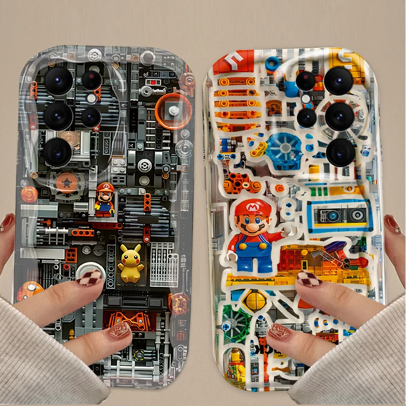 Funda de bloques de construcción m-marios Wave para Samsung Galaxy S24 Ultra S23 S22 Plus S21 S20 FE A25 A55 A35 A15 A16 A05 A05S A06