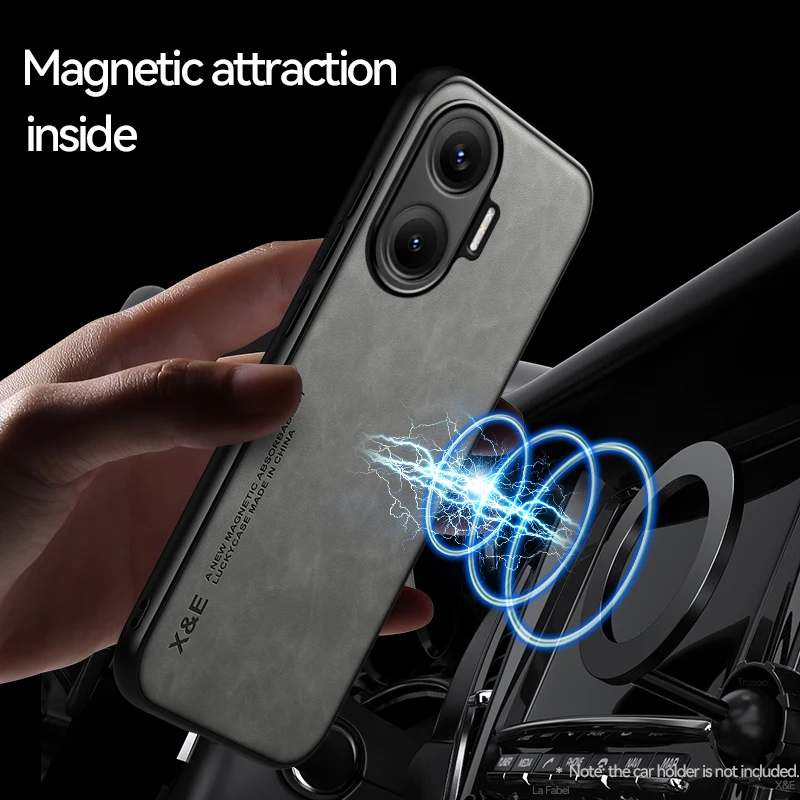 Para Xiaomi Redmi Turbo 4 Pro funda magnética ELVEV Vintage duradera sensación de piel PU funda trasera de succión de cuero para teléfono - imagen 3