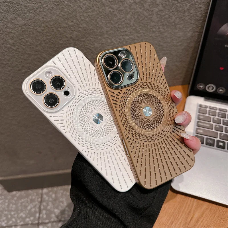 Para iPhone 12 13 14 15 16 Pro Max disipación de calor magnética Magsafe funda de teléfono Protector de cámara de vidrio funda ultrafina a prueba de golpes - imagen 3