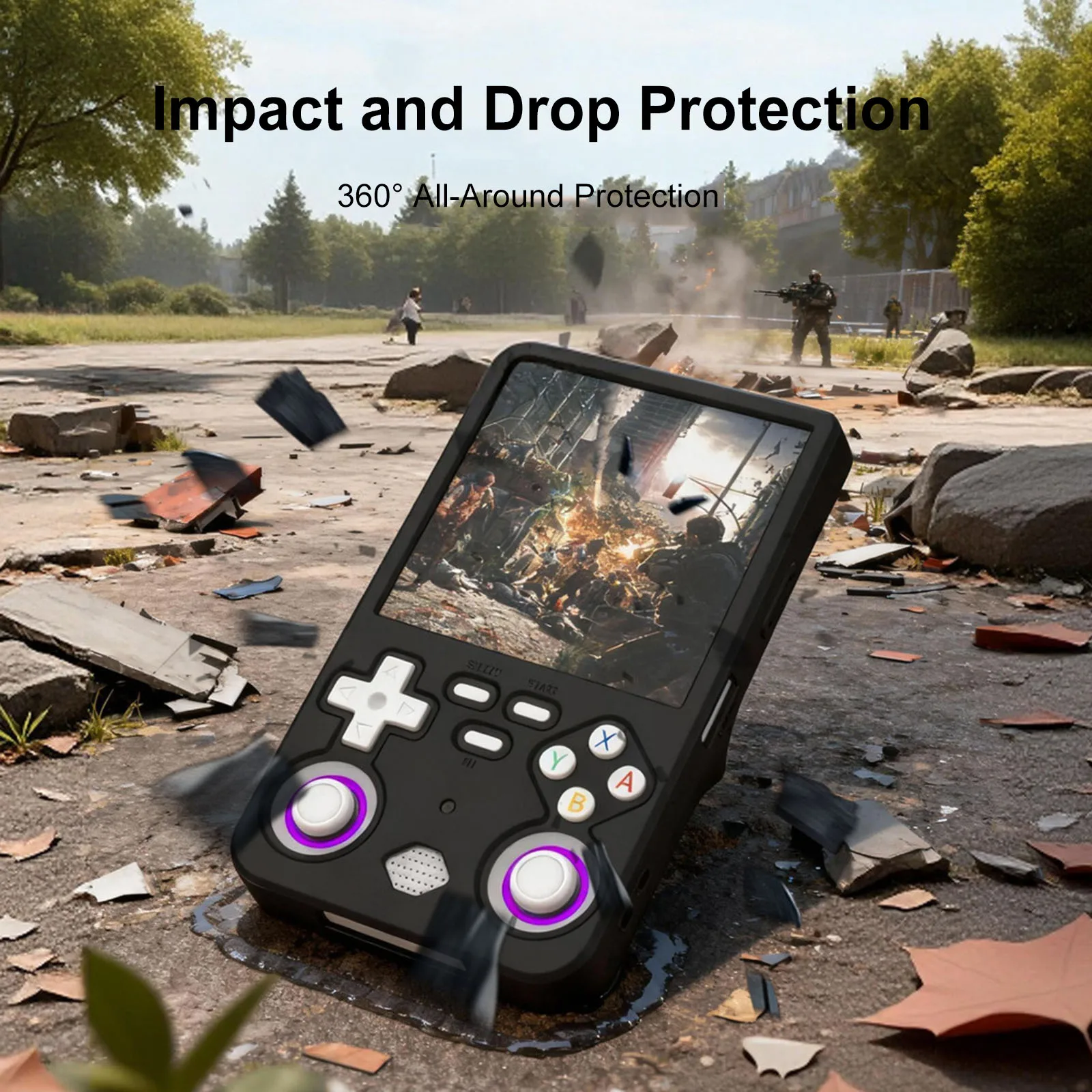 Funda de silicona para consola de juegos portátil R36 Ultra contra arañazos y caídas, Estuche de transporte negro con cordón para hombres y mujeres - imagen 4