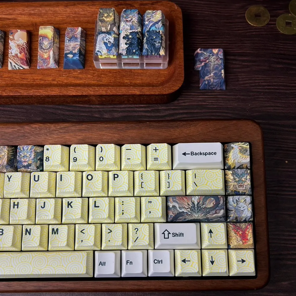 Teclas con tema de montañas y mares, perfil de cereza teñido PBT, tapa de teclado de estilo chino personalizada para juegos, regalos de teclado mecánico - imagen 4